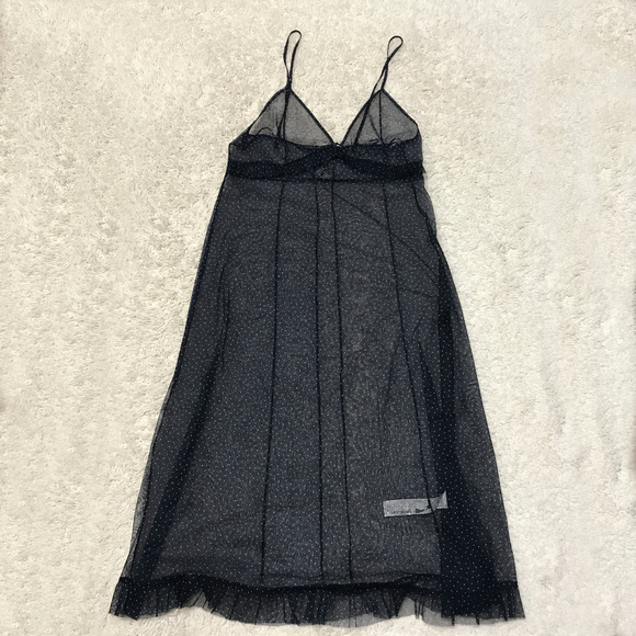Zara Navy white polka dot Sheer Dress NWOT - Picture 2 of 8
